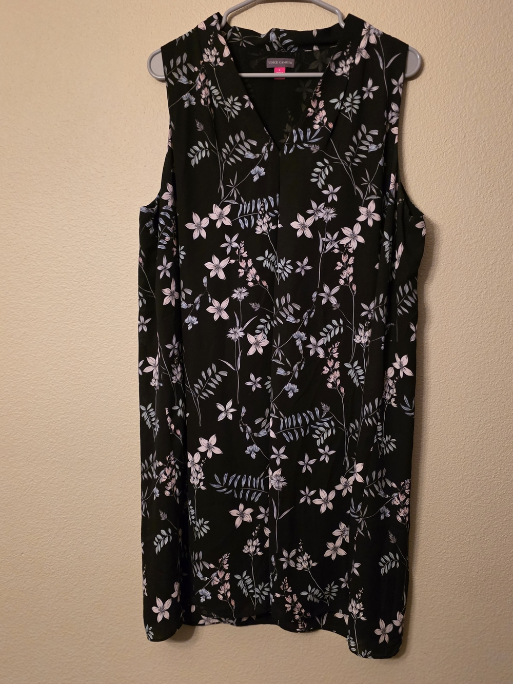 Vince Camuto Black Sleeveless Midi Dress with Pink & Light Blue Floral Print